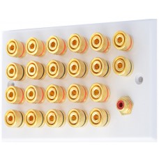 White 11.1  Speaker Wall Plate - 22 Terminals + RCA - Rear Solder tab Connections