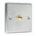 Stainless Steel Brushed Raised Plate 1 x RCA Phono Audio Surround Sound Wall Face Plate - Rear Solder tab Connections