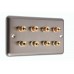 Stainless Steel Brushed Raised plate - 4.0 2 Gang - 8 Binding Post Speaker Wall Plate - 8 Terminals - No Soldering Required