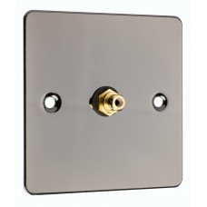 Black Nickel Flat Plate 1 x RCA Phono Audio Surround Sound Wall Face Plate - Rear Solder tab Connections