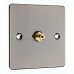 Black Nickel Flat Plate 1 x RCA Phono Audio Surround Sound Wall Face Plate - Rear Solder tab Connections