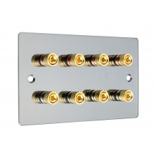Black Nickel Flat plate 4.0 - 8 Binding Post Speaker Wall Plate - 8 Terminals - Rear Solder tab Connections