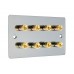 Black Nickel Flat plate 4.0 - 8 Binding Post Speaker Wall Plate - 8 Terminals - Rear Solder tab Connections