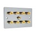 Black Nickel Flat Plate 4.1  Speaker Wall Plate - 8 Terminals + RCA - Rear Solder tab Connections