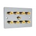 Black Nickel Flat Plate 4.1  Speaker Wall Plate - 8 Terminals + RCA - Rear Solder tab Connections