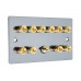 Black Nickel Flat Plate 5.1  Speaker Wall Plate - 10 Terminals + RCA - Rear Solder tab Connections