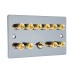 Black Nickel Flat Plate 11.1  Speaker Wall Plate - 22 Terminals + RCA - Rear Solder tab Connections