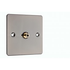 Polished Black Nickel / Gun Metal Flat Plate - 1 x RCA Phono Audio Wall Plate - 1 Terminal - No Soldering Required