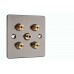 Polished Black Nickel / Gun Metal Flat plate 2.1 Speaker Wall Plate 4 Terminals + 1 RCA Phono Socket - 1 Gang - No Soldering Required