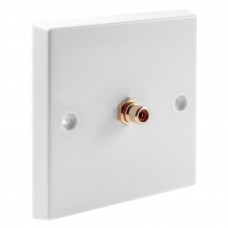 White RCA RED Phono Wall Plate 1 Terminal - No Soldering Required