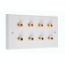 White RCA Phono Wall Plate 8 Terminal - No Soldering Required