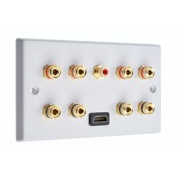 4.1 Surround Sound Speaker Wall Plate with Gold Binding Posts + 1 x RCA Socket + 1 x HDMI. NO SOLDERING REQUIRED