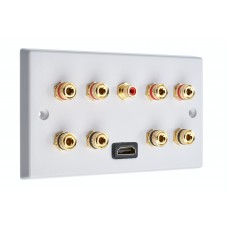 4.1 Surround Sound Speaker Wall Plate with Gold Binding Posts + 1 x RCA Socket + 1 x HDMI. NO SOLDERING REQUIRED