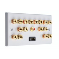 8.1 Surround Sound Speaker Wall Plate with Gold Binding Posts + 1 x RCA Socket + 1 x HDMI. NO SOLDERING REQUIRED