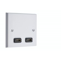 HDMI x 2 AV Audio Wall Face Plate - White Female to Female 