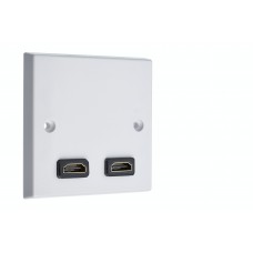 HDMI 90' x 2 AV Audio Wall Face Plate - White Female to Female 