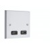 HDMI x 2 AV Audio Wall Face Plate - White Female to Female 