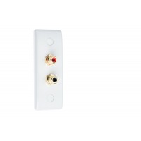 White Architrave 2 x RCA's Phono Audio Surround Sound Wall Face Plate - Rear Solder tab Connections
