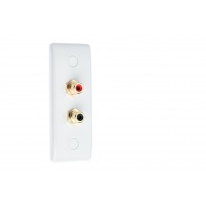 White Architrave 2 x RCA's Phono Audio Surround Sound Wall Face Plate - Rear Solder tab Connections