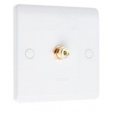 White Slimline 1 x RCA Phono Audio Surround Sound Wall Face Plate - Rear Solder tab Connections
