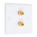 White Slimline 2 Binding Post Speaker Wall Plate - 2 Terminals - Rear Solder tab Connections