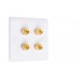 White Slimline 4 Binding Post Speaker Wall Plate - 4 Terminals - Rear Solder tab Connections