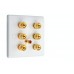 White Slimline 3.1  Speaker Wall Plate - 6 Terminals + RCA - Rear Solder tab Connections
