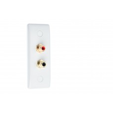 Slim Line - Architrave - 2 x RCA Phono Audio Wall Plate - White - 2 Terminals - No Soldering Required