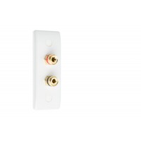 Slim Line - Architrave - 2 Binding Post Speaker Wall Plate - White - 2 Terminals - No Soldering Required