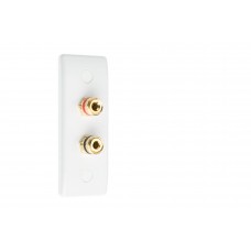 Slim Line - Architrave - 2 Binding Post Speaker Wall Plate - White - 2 Terminals - No Soldering Required