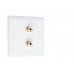 SlimLine White 2  Binding Post Speaker Wall Plate - 2 Terminals - No Soldering Required