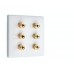 SlimLine White 3.0 - 6 Binding Post Speaker Wall Plate - 6 Terminals - No Soldering Required
