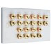 SlimLine White 10.0 2 Gang - 20 Binding Post Speaker Wall Plate - 20 Terminals - No Soldering Required