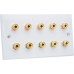 SlimLine White 5.0 2 Gang - 10 Binding Post Speaker Panel Wall Plate - 10 Terminals - No Soldering Required