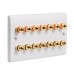 SlimLine White 7.0 2 Gang - 14 Binding Post Speaker Panel Wall Plate - 14 Terminals - No Soldering Required