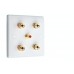 White 2.1 Slim Line One Gang Speaker Wall Plate 4 Terminals + RCA Phono Socket - No Soldering Required