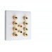 White 4.2 Slim Line One Gang Speaker Wall Plate 8 Terminals + 2 x RCA Phono Socket - No Soldering Required