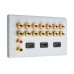 White Slimline 7.2 Speaker Wall Plate + 3 x HDMI's - 14 Terminals + 2 x RCA's - Rear Solder tab Connections