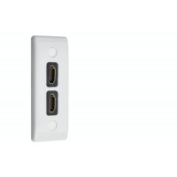 Slimline - Architrave - White - HDMI x 2 AV Audio Wall Face Plate - Female to Female 