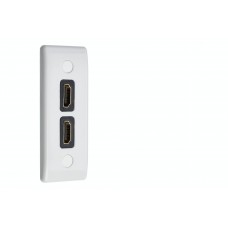 Slimline - Architrave - White - HDMI x 2 AV Audio Wall Face Plate - Female to Female 