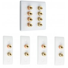 Complete Dolby 4.0 Surround Sound Speaker Wall Plate Kit - Slimline - No Soldering Required