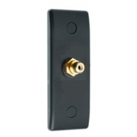 Matt Black Architrave 1 x RCA Phono Audio Surround Sound Wall Face Plate - Rear Solder tab Connections