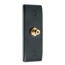 Matt Black Architrave 1 x RCA Phono Audio Surround Sound Wall Face Plate - Rear Solder tab Connections