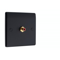 Matt Black Slimline 1 x RCA Phono Audio Surround Sound Wall Face Plate - Rear Solder tab Connections