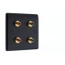 Matt Black Slimline 4 x RCA Phono Audio Surround Sound Wall Face Plate - Rear Solder tab Connections