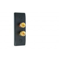 Matt Black Slimline Architrave 2 Binding Post Speaker Wall Plate - 2 Terminals - Rear Solder Tab Connections