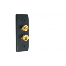 Matt Black Slimline Architrave 2 Binding Post Speaker Wall Plate - 2 Terminals - Rear Solder Tab Connections