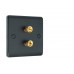 Matt Black Slimline 2 Binding Post Speaker Wall Plate - 2 Terminals - Rear Solder tab Connections