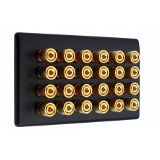 Matt Black Slimline 12.0 - 24 Binding Post Speaker Wall Plate - 24 Terminals - Rear Solder tab Connections