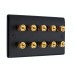 Matt Black Slimline 5.0 - 10 Binding Post Speaker Wall Plate - 10 Terminals - Rear Solder tab Connections